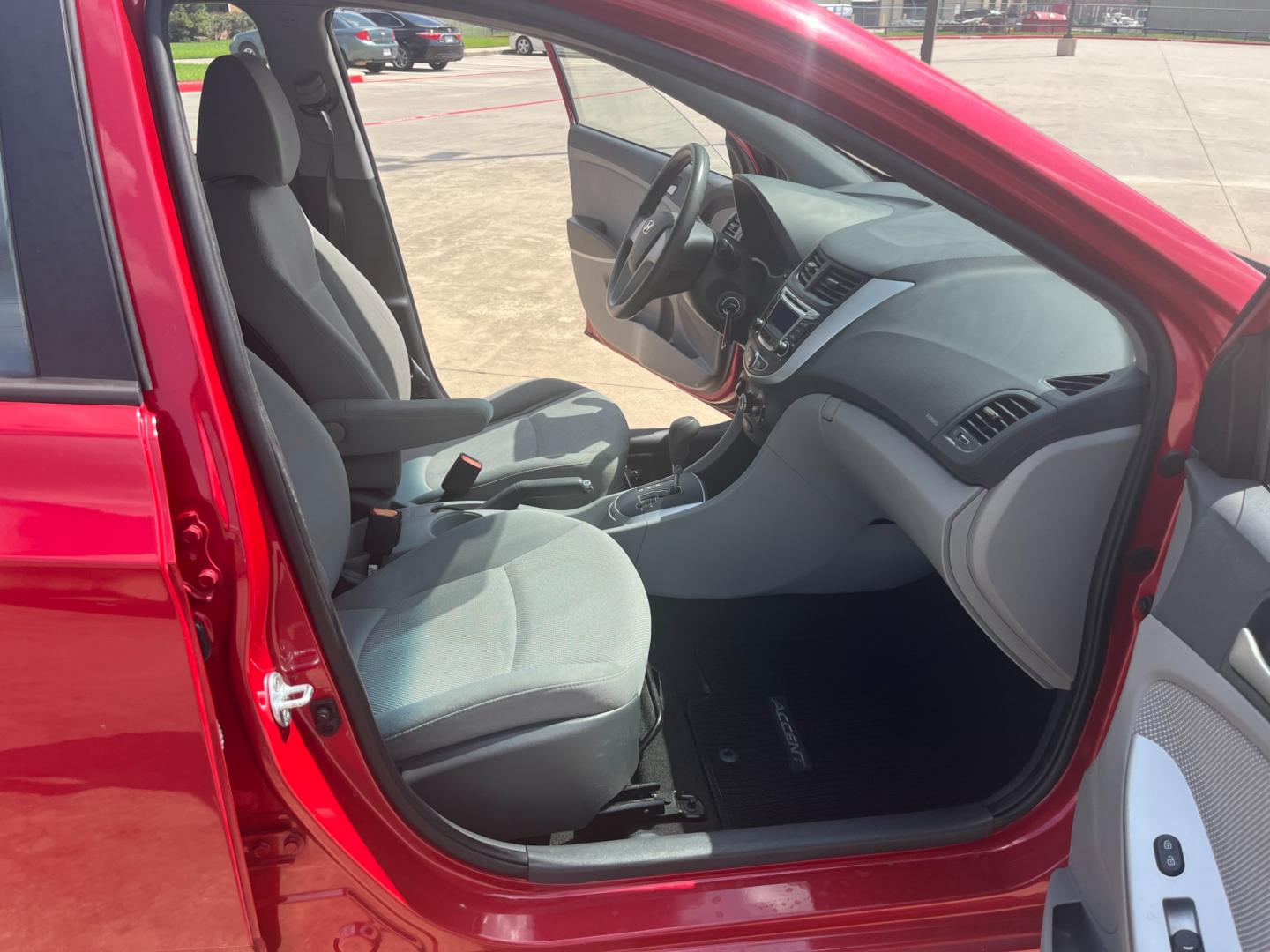 2014 red /black Hyundai Accent GLS 4-Door (KMHCT4AE4EU) with an 1.6L L4 DOHC 16V engine, Automatic transmission, located at 14700 Tomball Parkway 249, Houston, TX, 77086, (281) 444-2200, 29.928619, -95.504074 - Photo#11